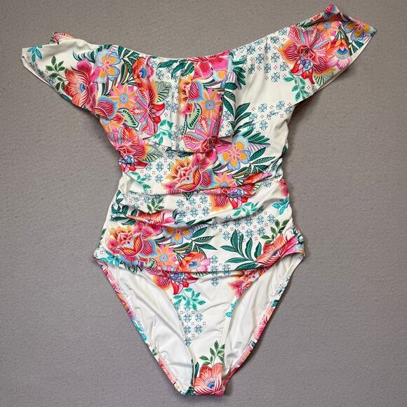Bleu Rod Beattie Other - La Blanca Women's Riveria Resort Off the Shoulder 1 Piece Swimsuit 12 $145